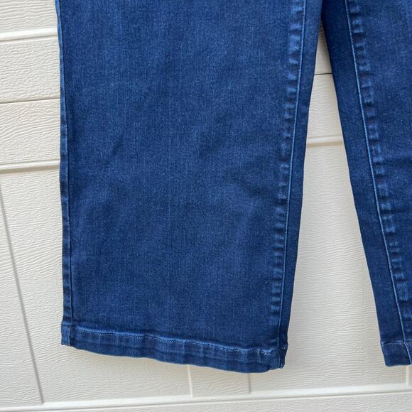 NYDJ Dark Wash Blue Wide Leg Ankle Jeans Lift Tuck Size 16 EUC - Picture 3 of 10